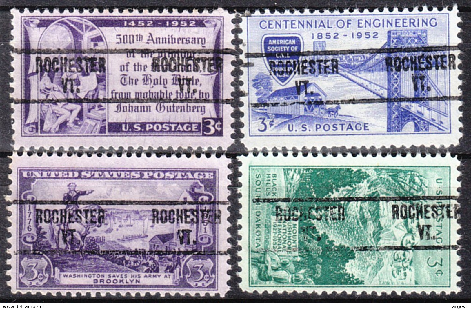 USA Precancel Vorausentwertung Preo, Locals Vermont, Rochester 734, 4 Diff. Commemorative Stamps - Vorausentwertungen