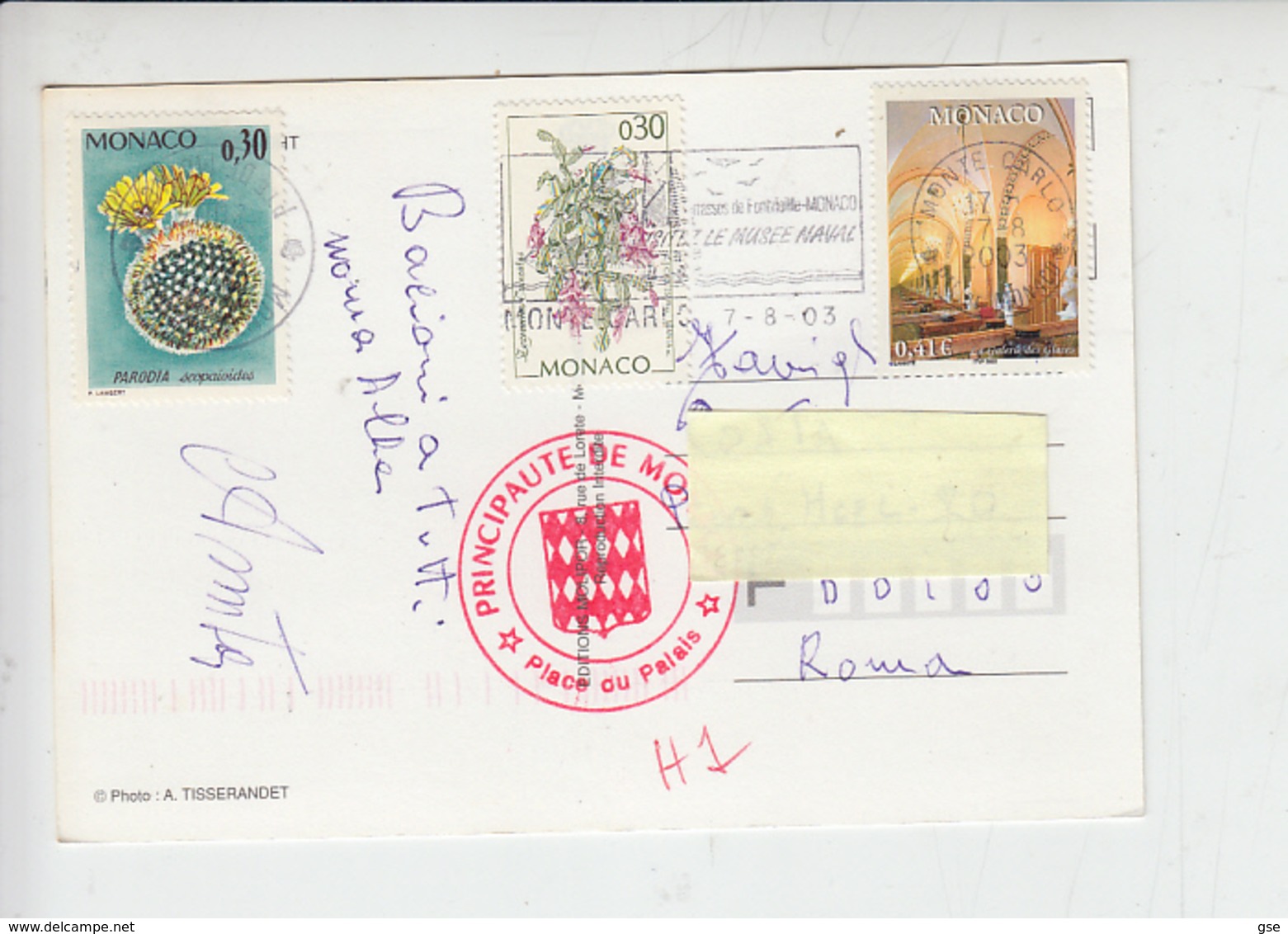 MONACO  2003 - Fiori - Cartolina Per Italia - Briefe U. Dokumente