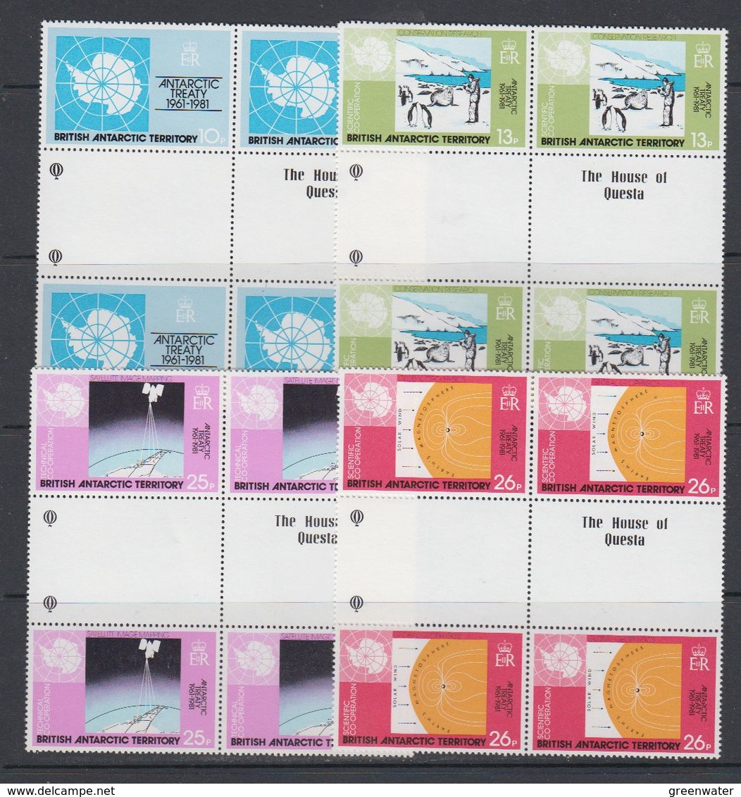 British Antarctic Territory (BAT) 1981 Antarctic Treaty 4v 2xgutter "House Of Questa"  ** Mnh (40561) - Ongebruikt