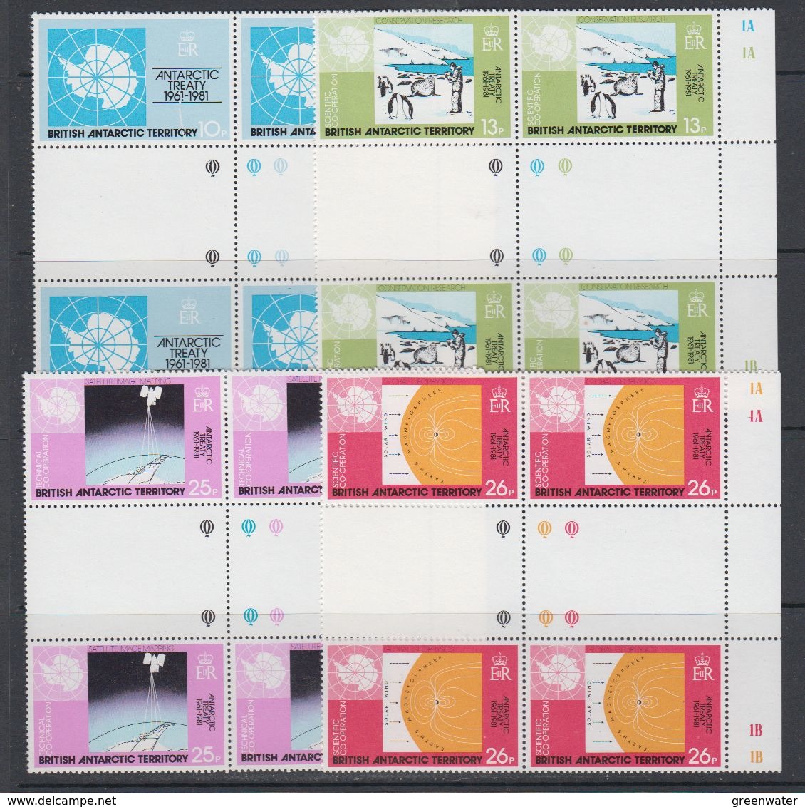 British Antarctic Territory (BAT) 1981 Antarctic Treaty 4v 2xgutter (+margin)  ** Mnh (40561A) - Nuevos