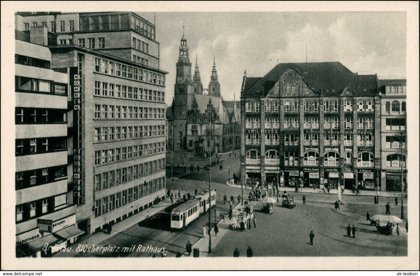 Postcard Breslau Wrocław Blücherplatz Und Rathaus 1942 - Schlesien