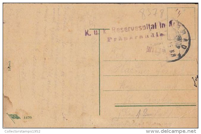 D8378- HOSPITAL, NURSE, INGURED SOLDIER, HEALTH, CENSORED WW1 - Gesundheit