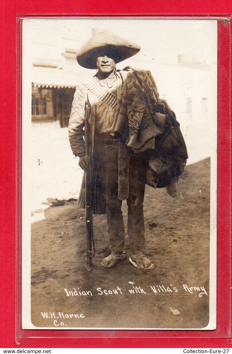 MEXIQUE-CPA CIUDAD JUAREZ - INDIAN SCOUT WITH VILLA'S ARMY - UN FRANC TIREUR DES REVOLTES - 24/11/1913 - Mexico