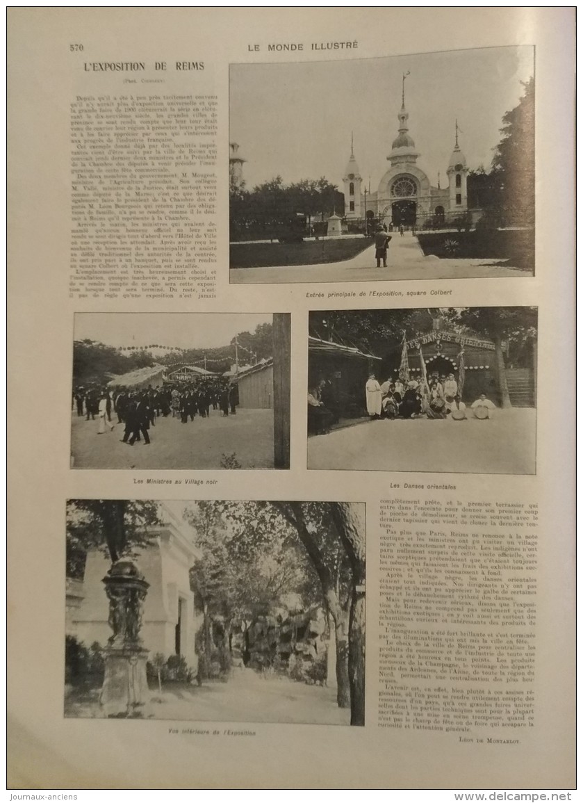 1903 REIMS - L'EXPOSITION - SQUARE COLBERT - VILLAGE NOIR - DANSE ORIENTELES - Autres & Non Classés