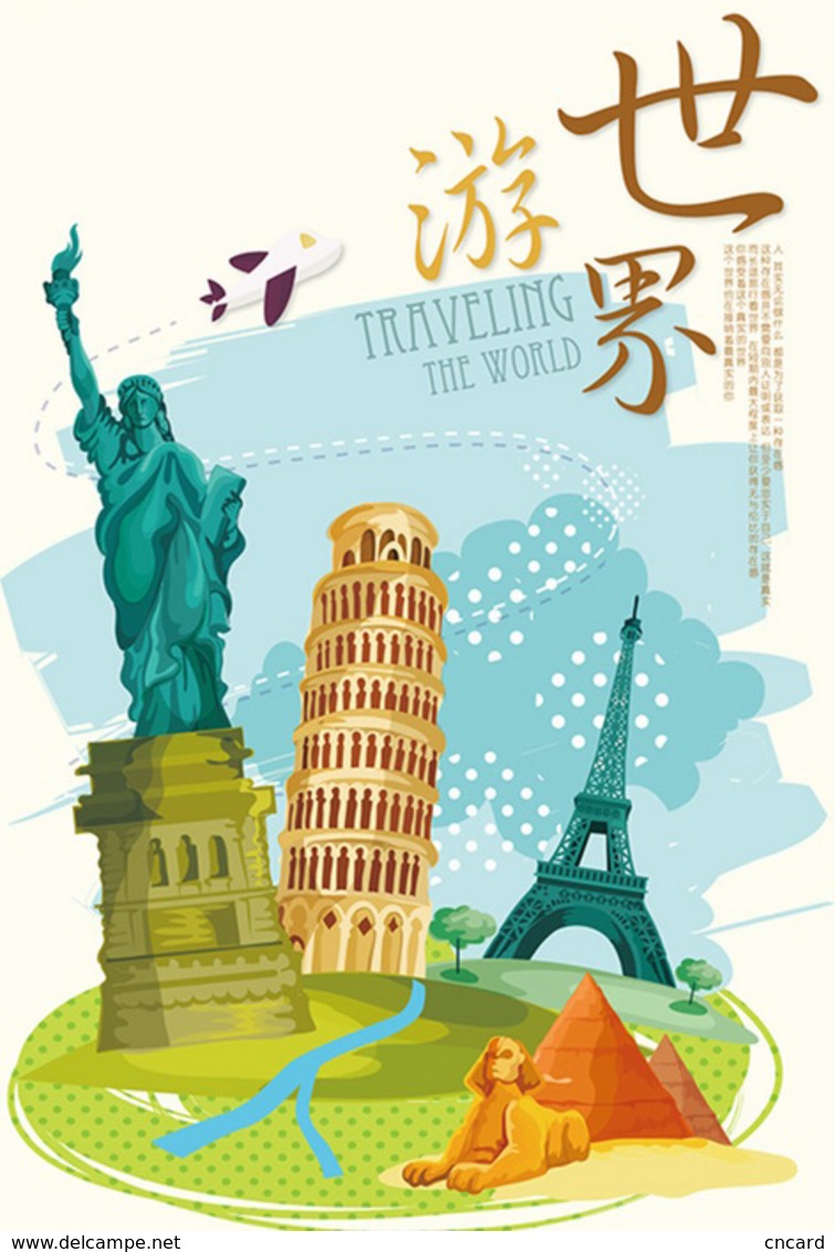 T53-103  ]       Eiffel Tower Pisa              Statue Of Liberty  ,  Pre-stamped Card,postal Stationery - Altri & Non Classificati