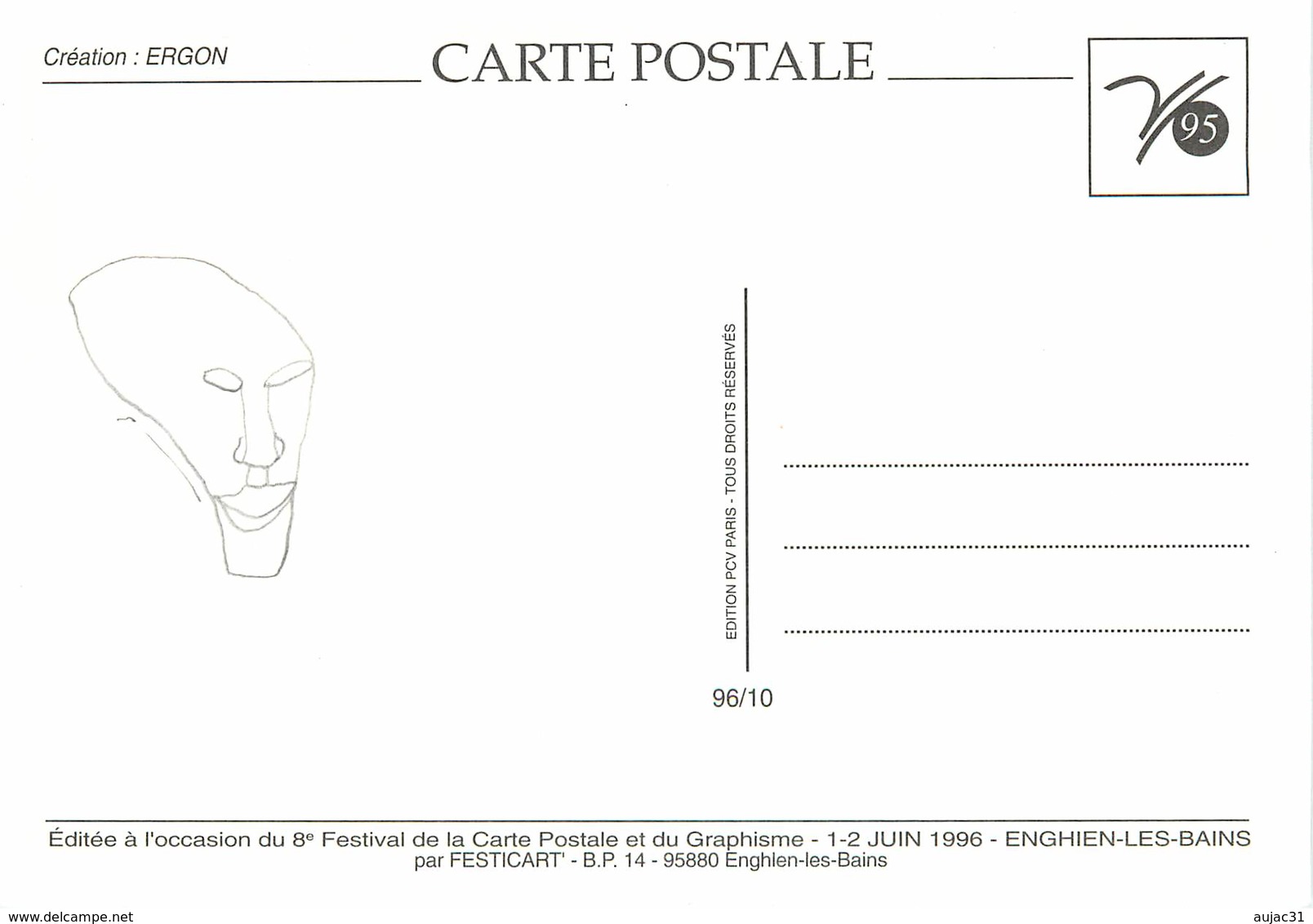 Illustrateurs - Illustrateur Ergon - Enghien Les Bains - Dessin Au Dos - Autographe - Signature - Ergon