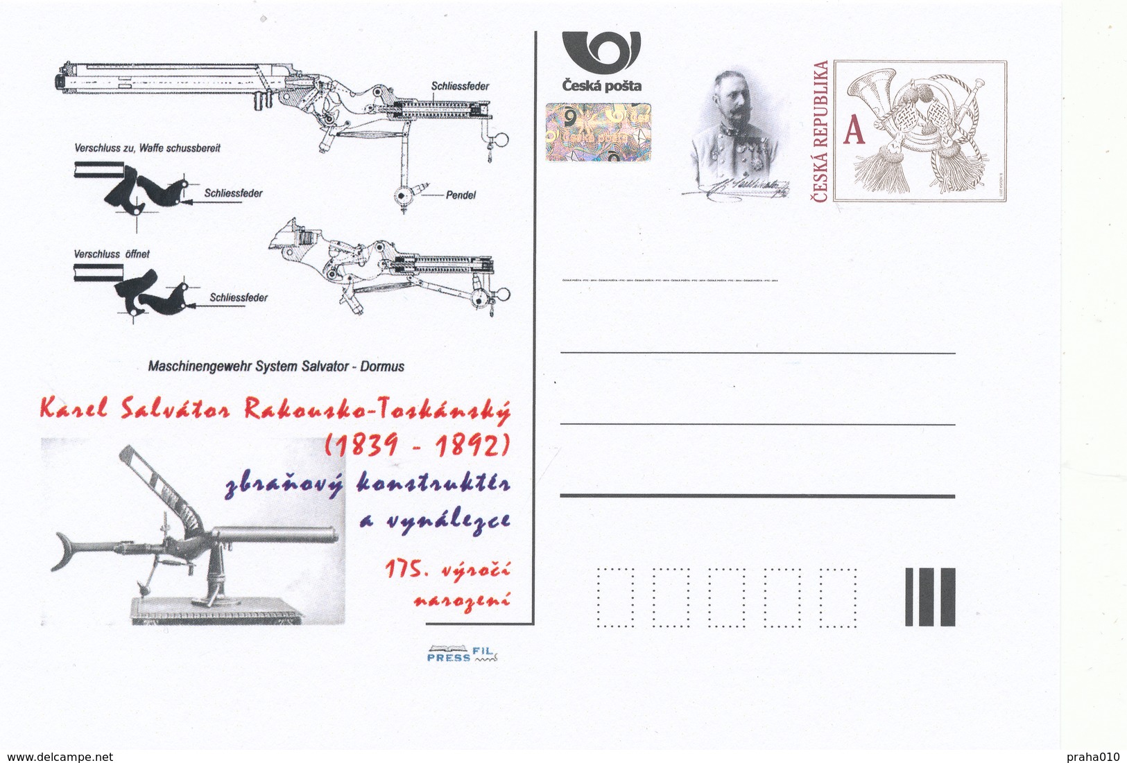 Rep. Ceca / Cart. Postali (Pre2014/13) Arciduca Carlo Salvator D'Austria (1839-1892), Progettista Di Armi E Inventore - Fabbriche E Imprese