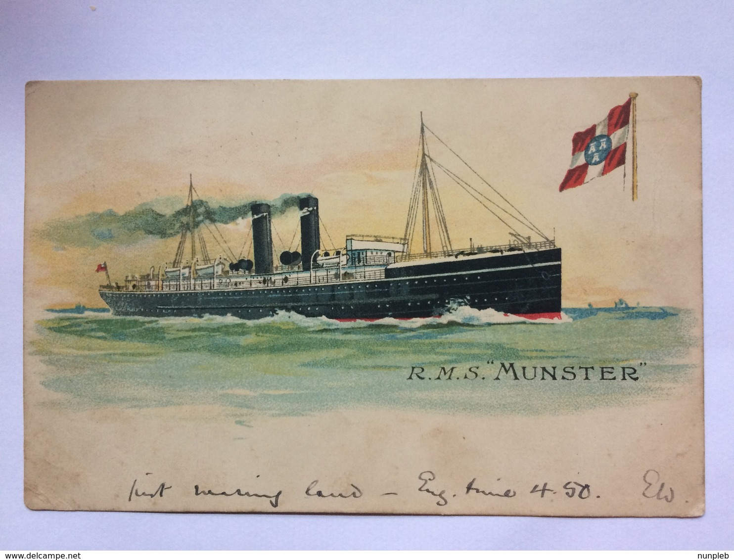 R.M.S. Munster - 1905 Kingstown (Dún Laoghaire) To Leominster - City Of Dublin Steam Packet Illustration To Rear - Paquebots