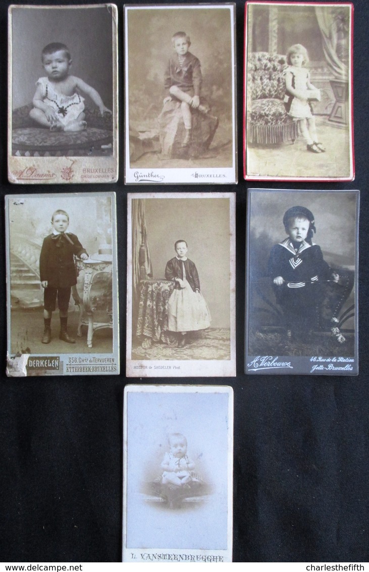 7 X VIELLE PHOTO CDV ** ENFANT ( Bébé - Fillette - Garçon ) DE BRUXELLES ** A VOIR !! DIFFERENT PHOTOGRAPHES - Old (before 1900)