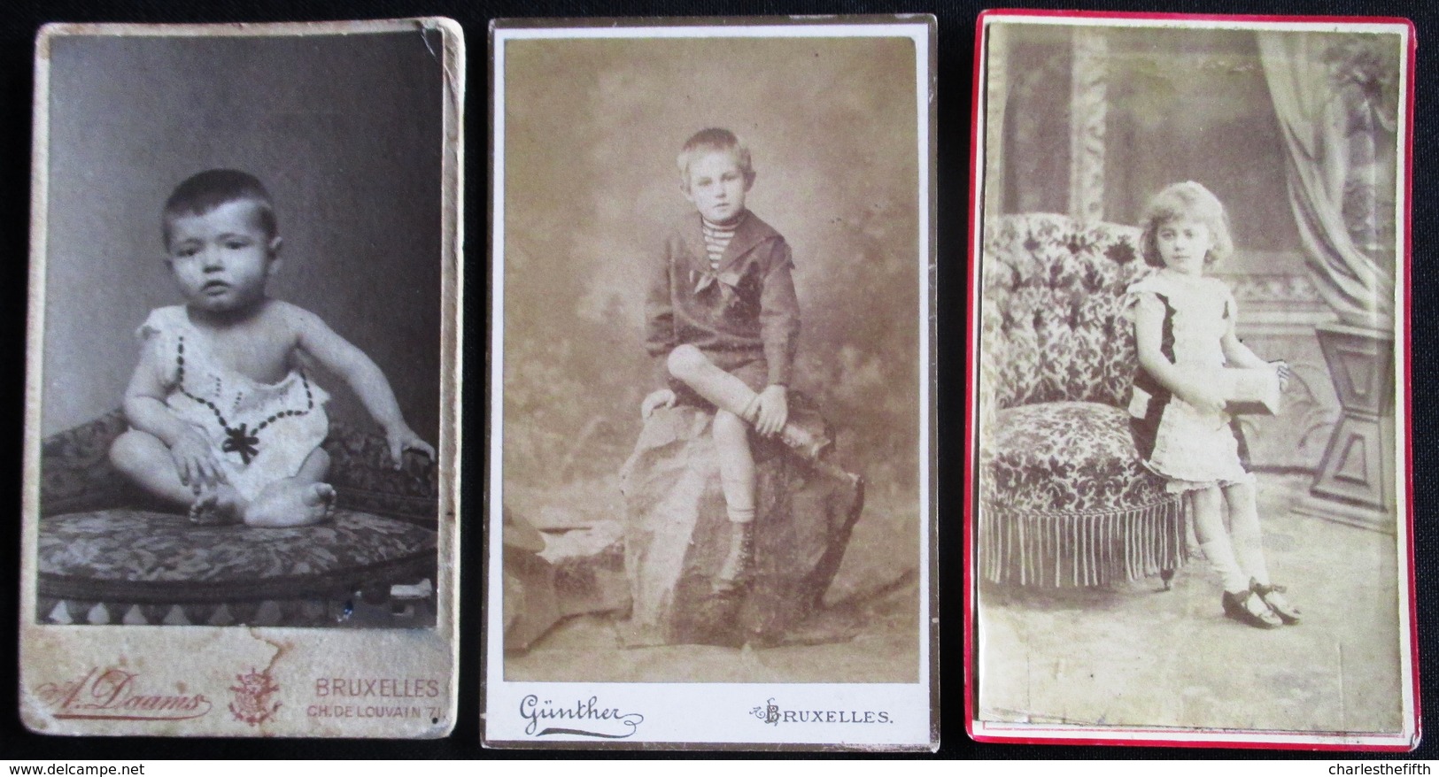 7 X VIELLE PHOTO CDV ** ENFANT ( Bébé - Fillette - Garçon ) DE BRUXELLES ** A VOIR !! DIFFERENT PHOTOGRAPHES - Oud (voor 1900)