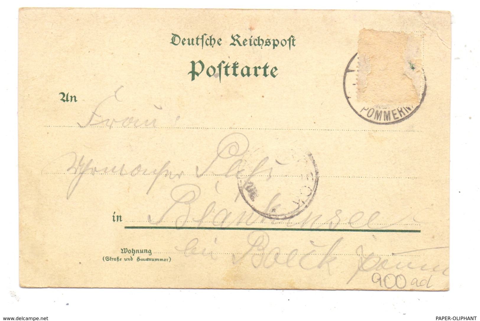 0-2381 WIECK, Lithographie 1899, Restaurant Jacobs, Hafeneinfahrt, Am Fischerhafen, Druckstelle - Fischland/Darss