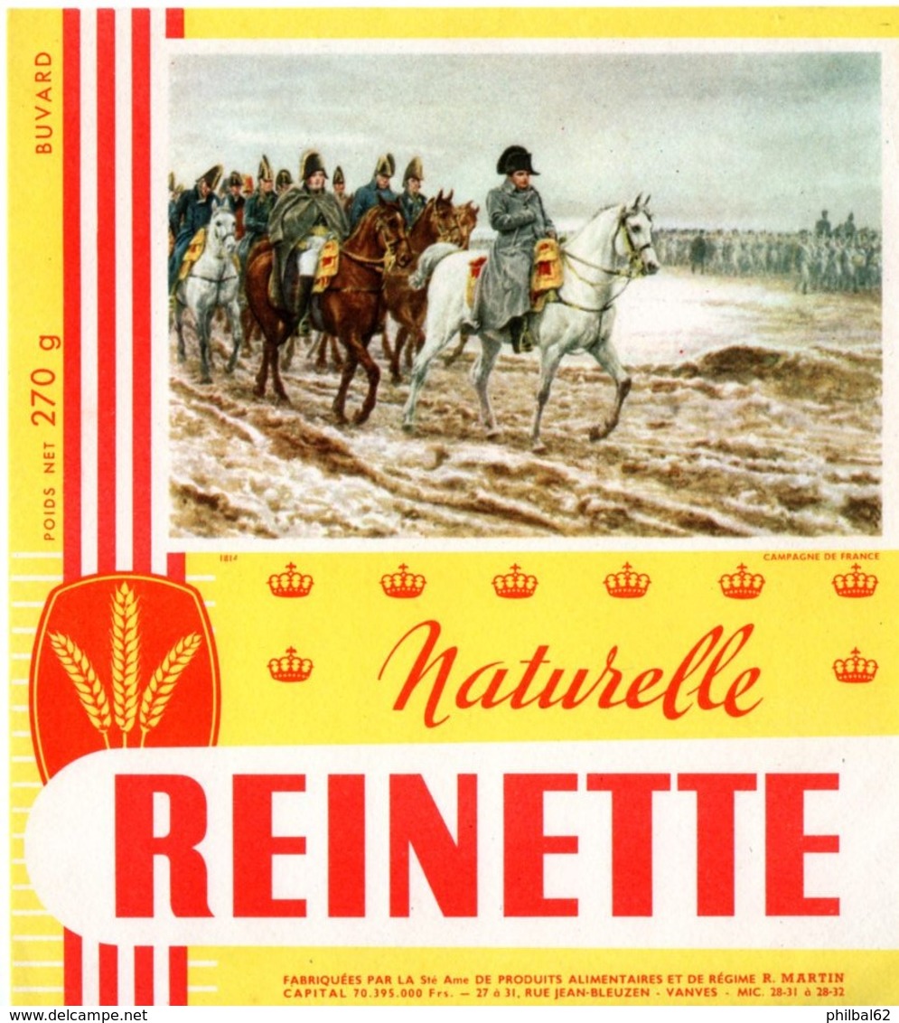 Buvard Biscottes Reinette, Naturelle. Illustration Thème Napoléon : Campagne De France. - Biscottes