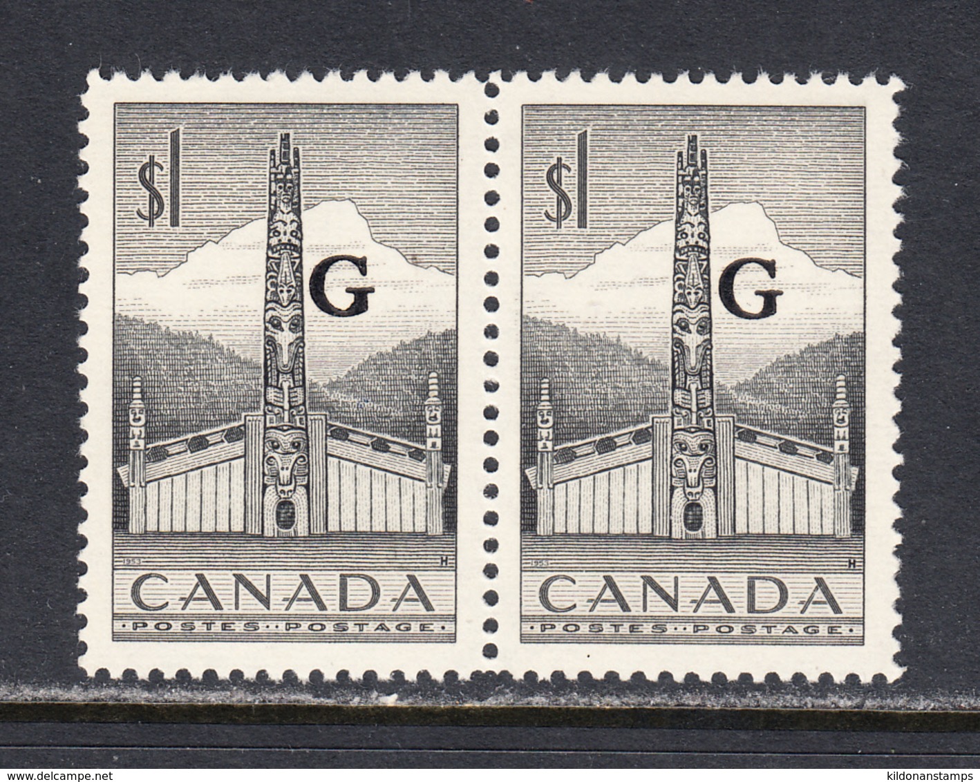 Canada 1952-53 Official, Mint No Hinge, Pair, Sc# O32 , SG O195 - Overprinted