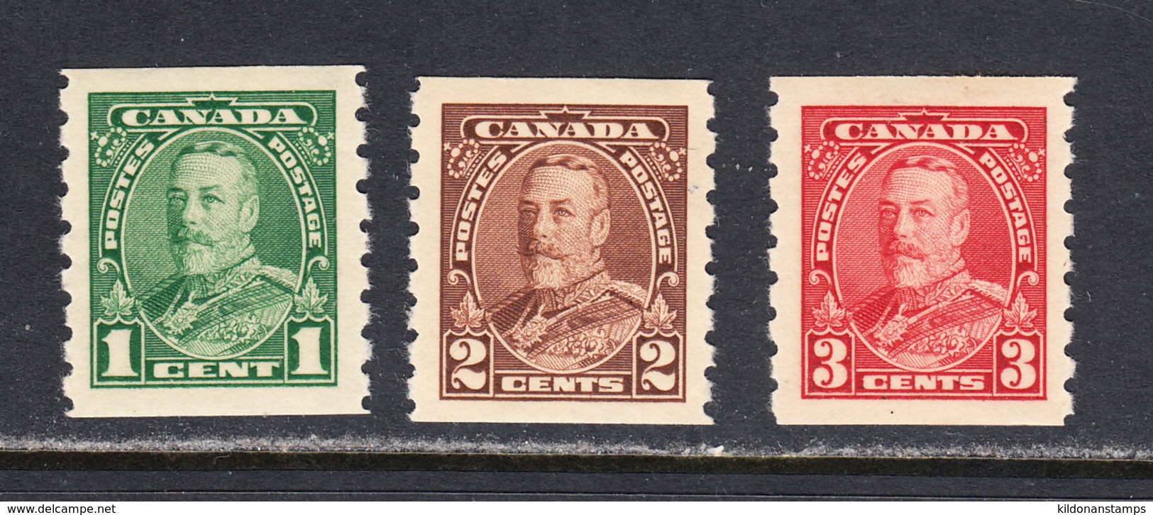 Canada 1935 Coils, Mint Mounted, See Notes, Sc# 228-230, SG 352-354 - Rollo De Sellos