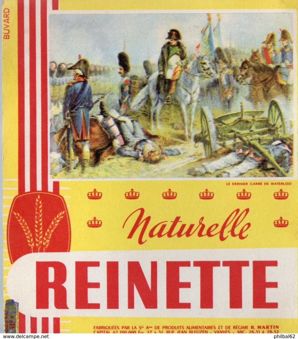 Buvard Biscottes Reinette, Naturelle. Illustration Thème Napoléon : Napoléon, Le Dernier Carré De Waterloo. - Biscottes