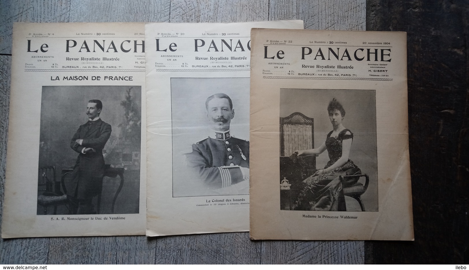 Lot 3 Revues Revue Royaliste Satirique Le Panache 1905 Princesse Waldenar Colonel Isnards Duc De Vendôme - 1900 - 1949