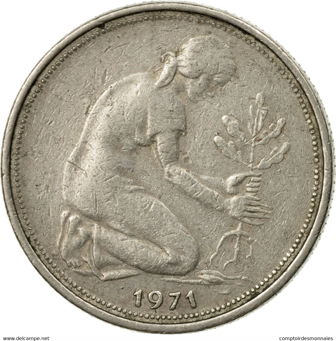 Monnaie, République Fédérale Allemande, 50 Pfennig, 1971, Stuttgart, TTB - 50 Pfennig