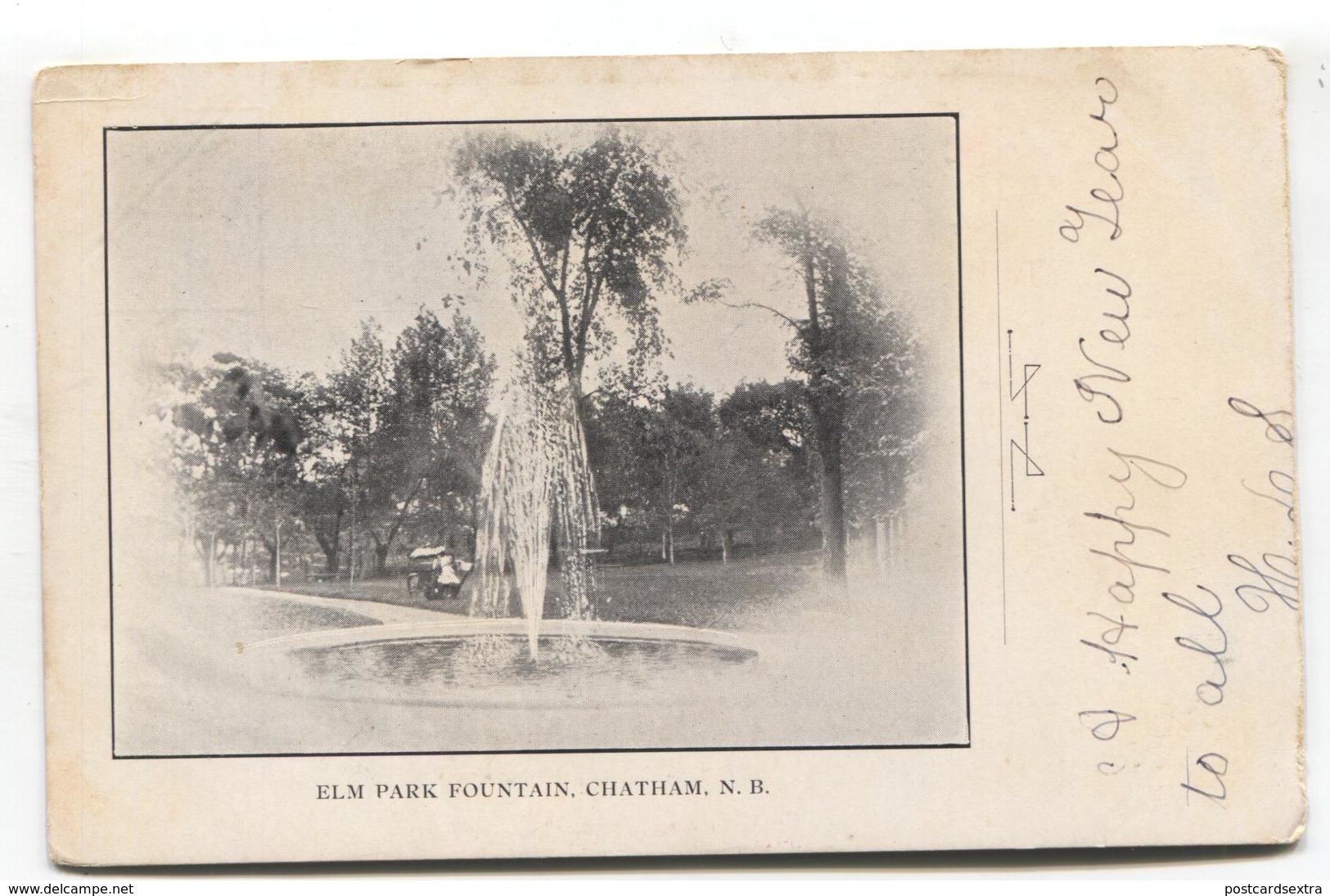 Chatham, New Brunswick - Elm Park Fountain - Postcard From 1903, Local Publisher (The Commercial Press) - Other & Unclassified