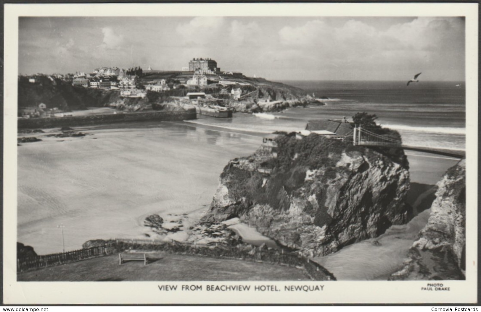 View From Beachview Hotel, Newquay, Cornwall, 1970 - RP Postcard - Newquay