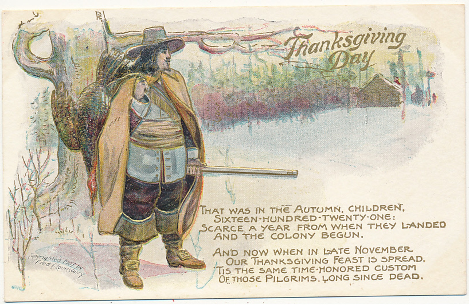 Thanksgiving Day - THAT WAS IN THE AUTUMN, CHILDREN...ETC., Copyrighted 1907 By F. C. Lounsbury, Embossed - Thanksgiving