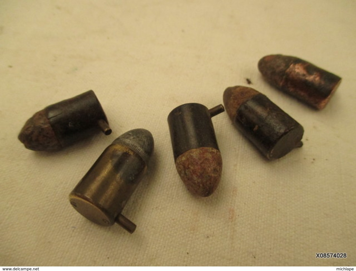 5  Balles A Broche D'origine A Poudre Noire Calibre 12 Mm - Armes Neutralisées