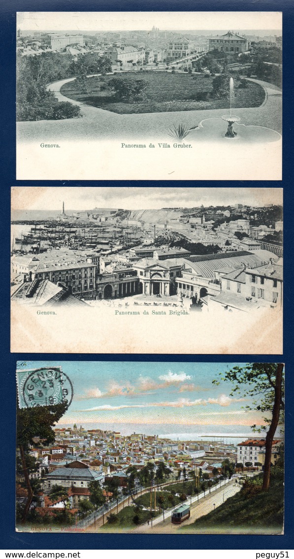 Genova. Lot De 12 Cartes. Panoramas Différents. Voir Descriptions. Ca 1900 ( 11) Et 1919 (1) - Genova (Genoa)