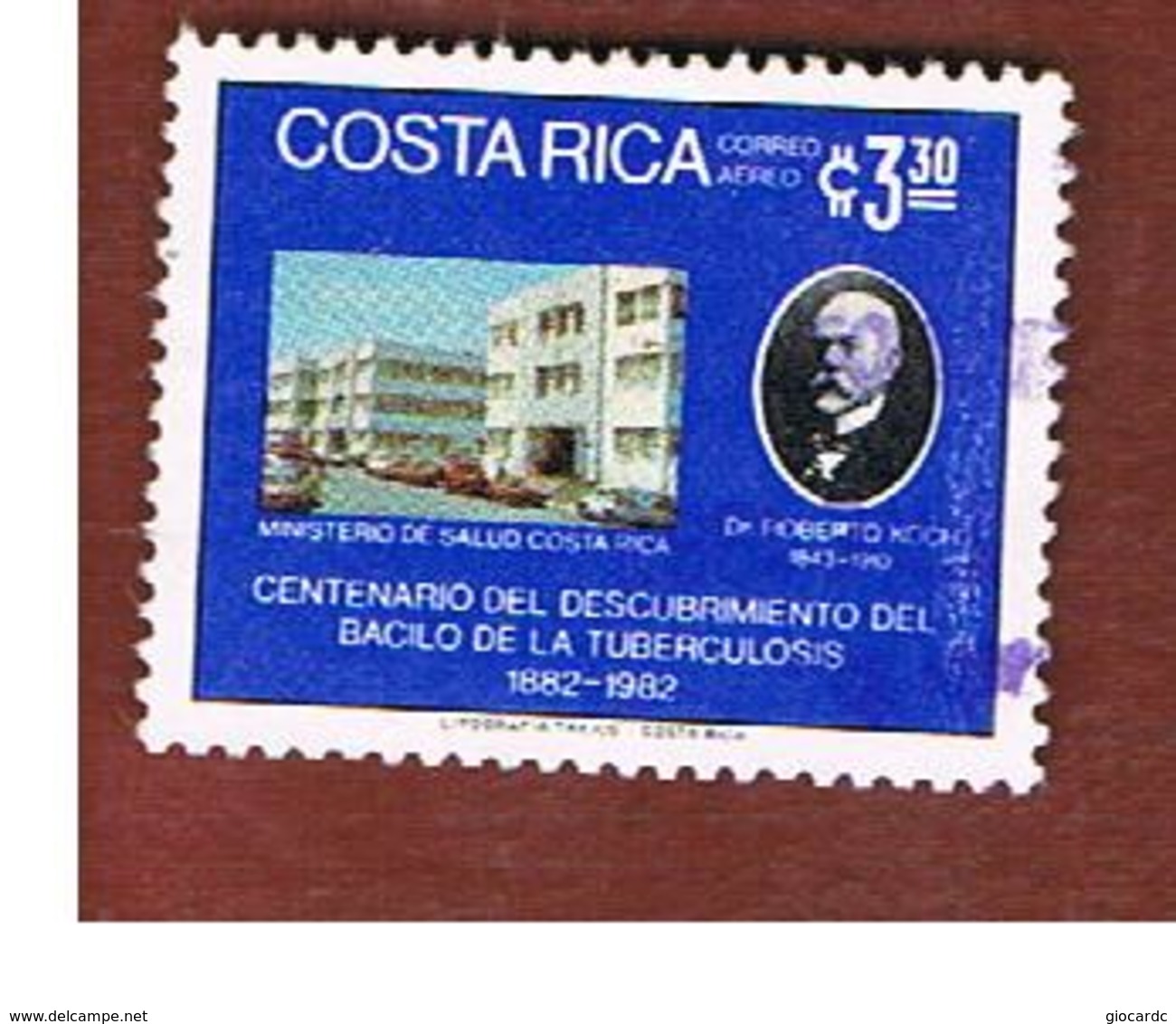 COSTA RICA  -  SG 1297  -  1982  TUBERCLE BACILLUS DISCOVERY: KOCH     -  USED ° - Costa Rica