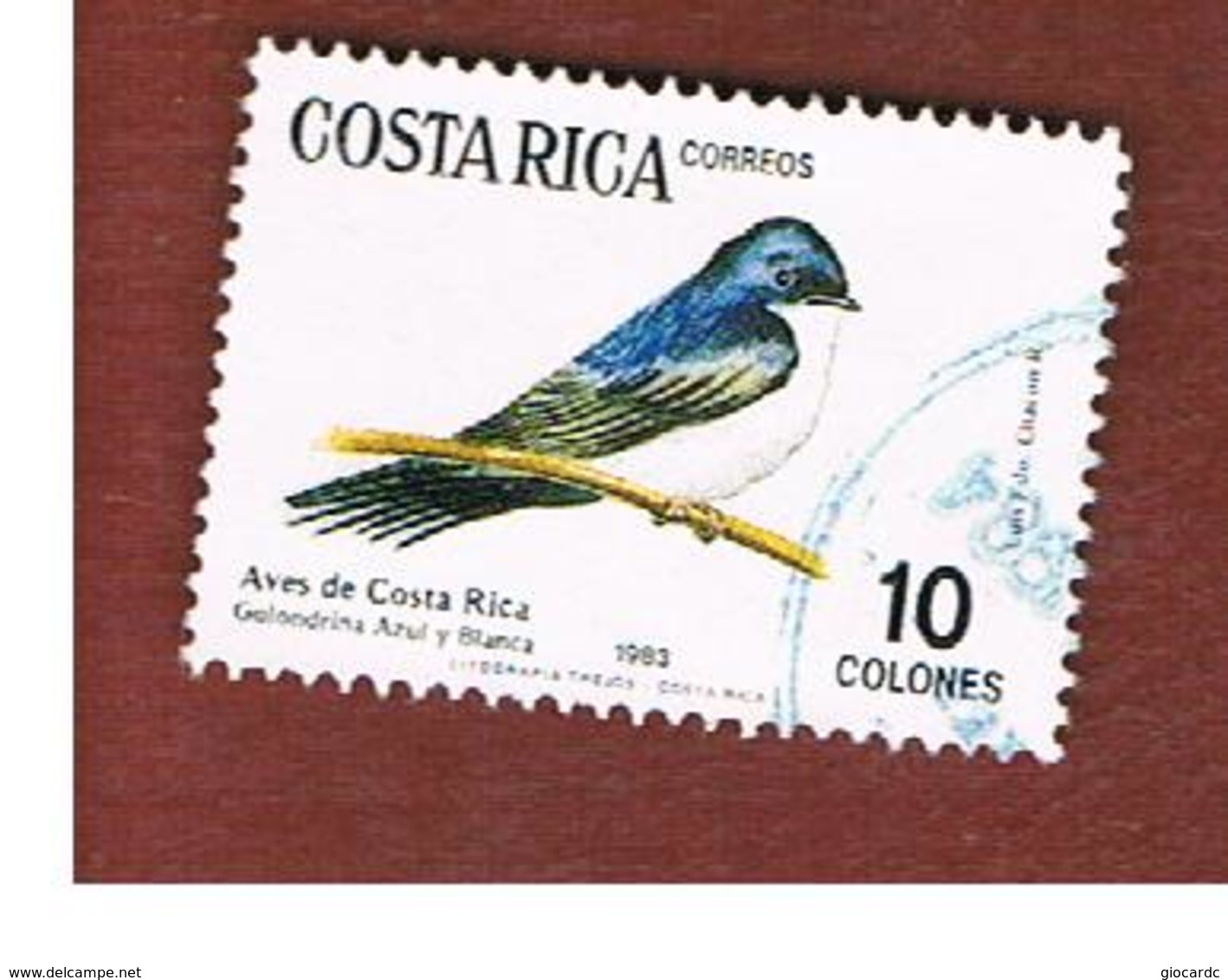 COSTA RICA  -  SG 1337  -  1984  BIRDS: BLUE & WHITE SWALLOW    -  USED ° - Costa Rica