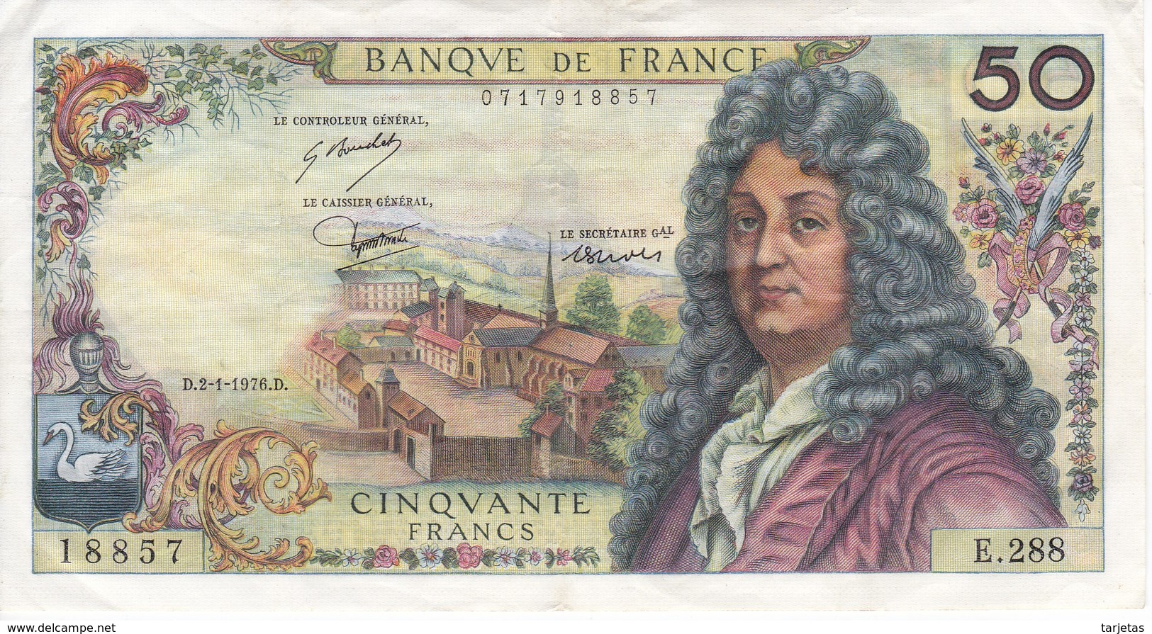 BILLETE DE FRANCIA DE 50 FRANCOS DEL 2-1-1976  (BANKNOTE) - 50 F 1962-1976 ''Racine''