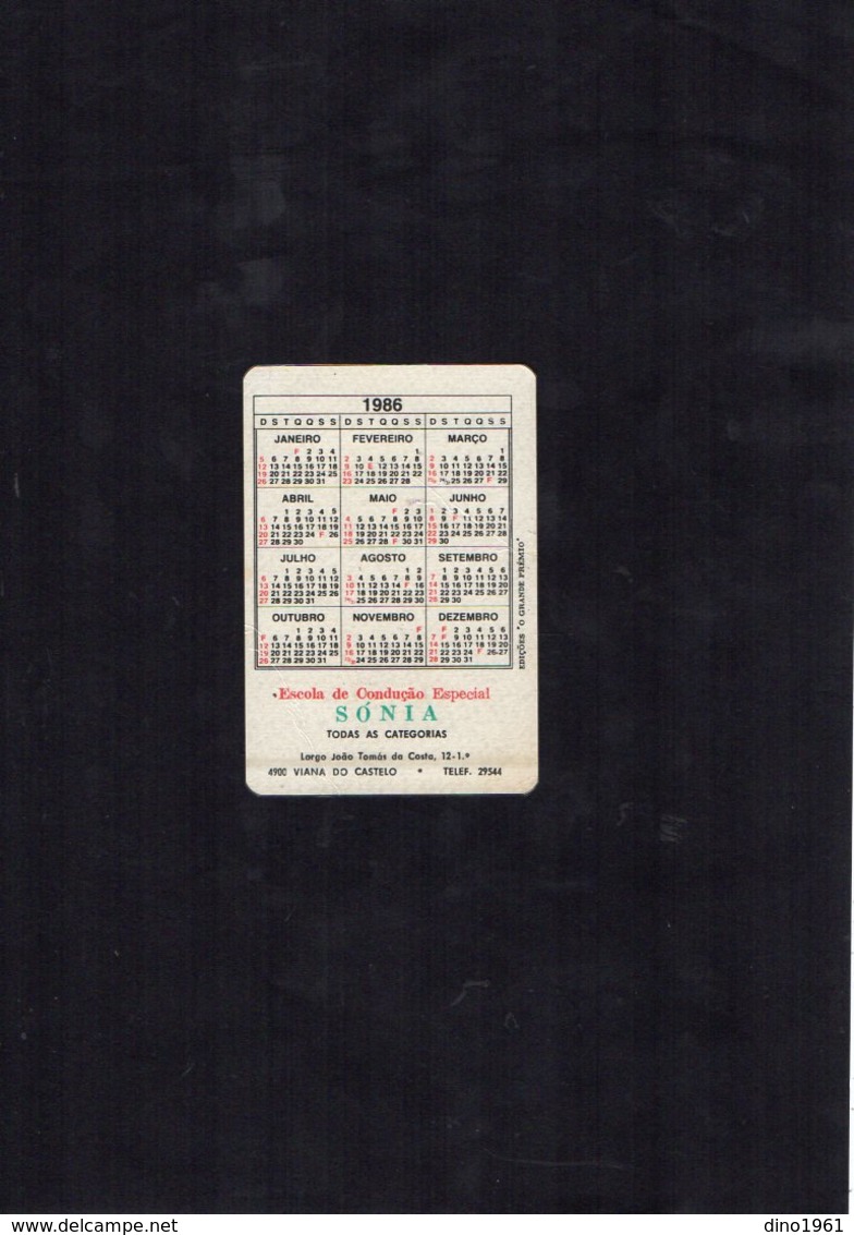 VP12.970 - PORTUGAL 1986 - Petit Calendrier - Calendario - Escola De Conducao SONIA -  PORTO - Petit Format : 1981-90