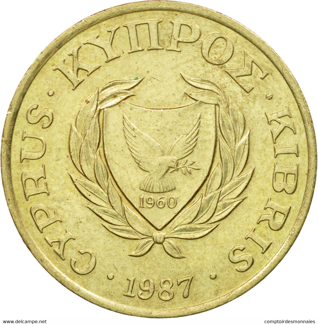 Monnaie, Chypre, 5 Cents, 1987, TTB, Nickel-brass, KM:55.2 - Chypre