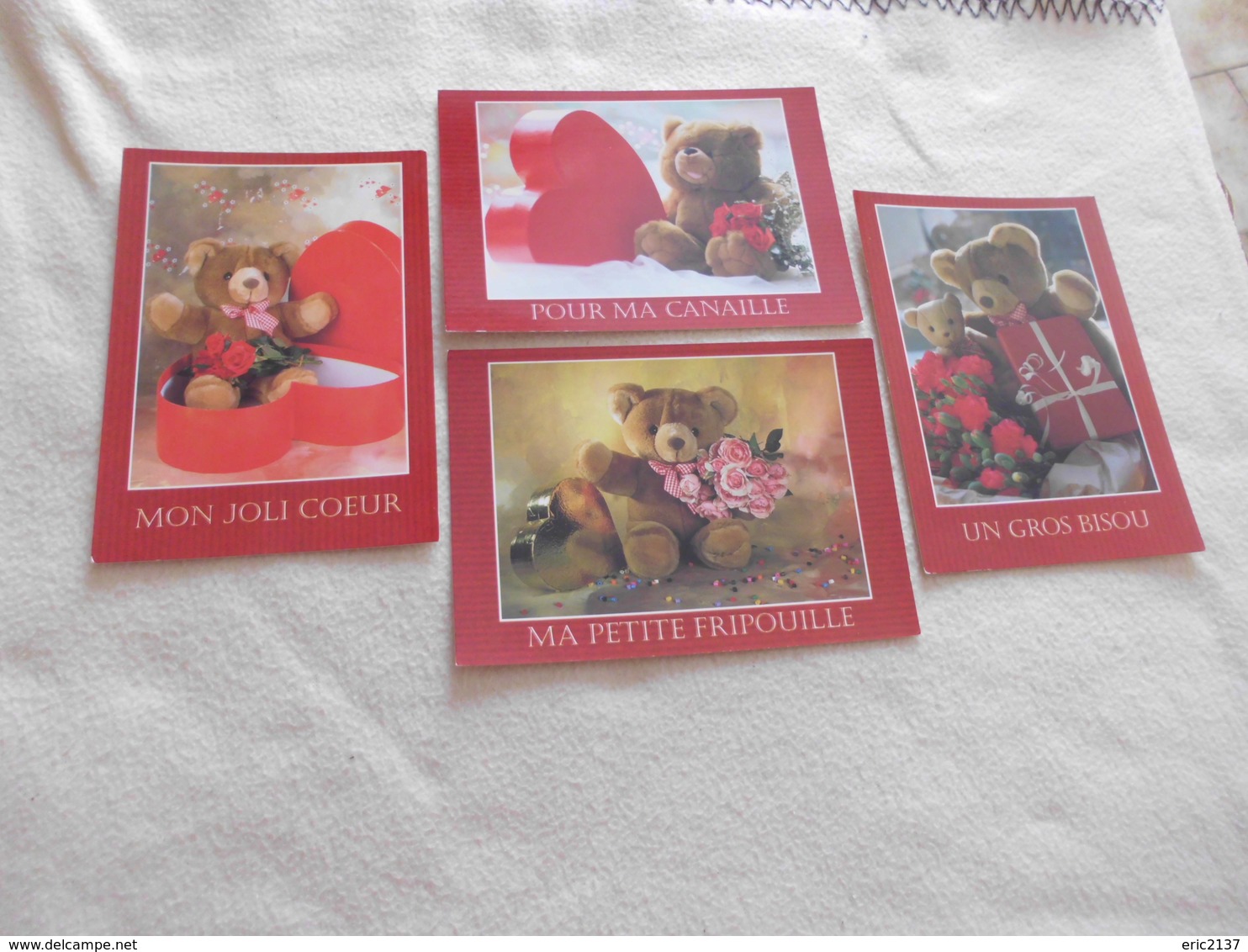 LOT DE 4 CARTES ILLUSTRATIONS ...MESSAGES ..SERIE OURS...WILLY'S - Autres & Non Classés