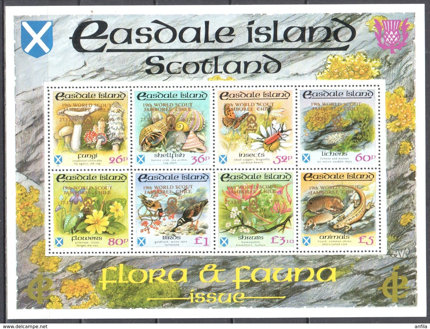 Easdale - Scotland 1998 Chile Jamboree Scout Gold O/p Fauna - Flora - Butterflies - MNH(**) - Vignetten (Erinnophilie)