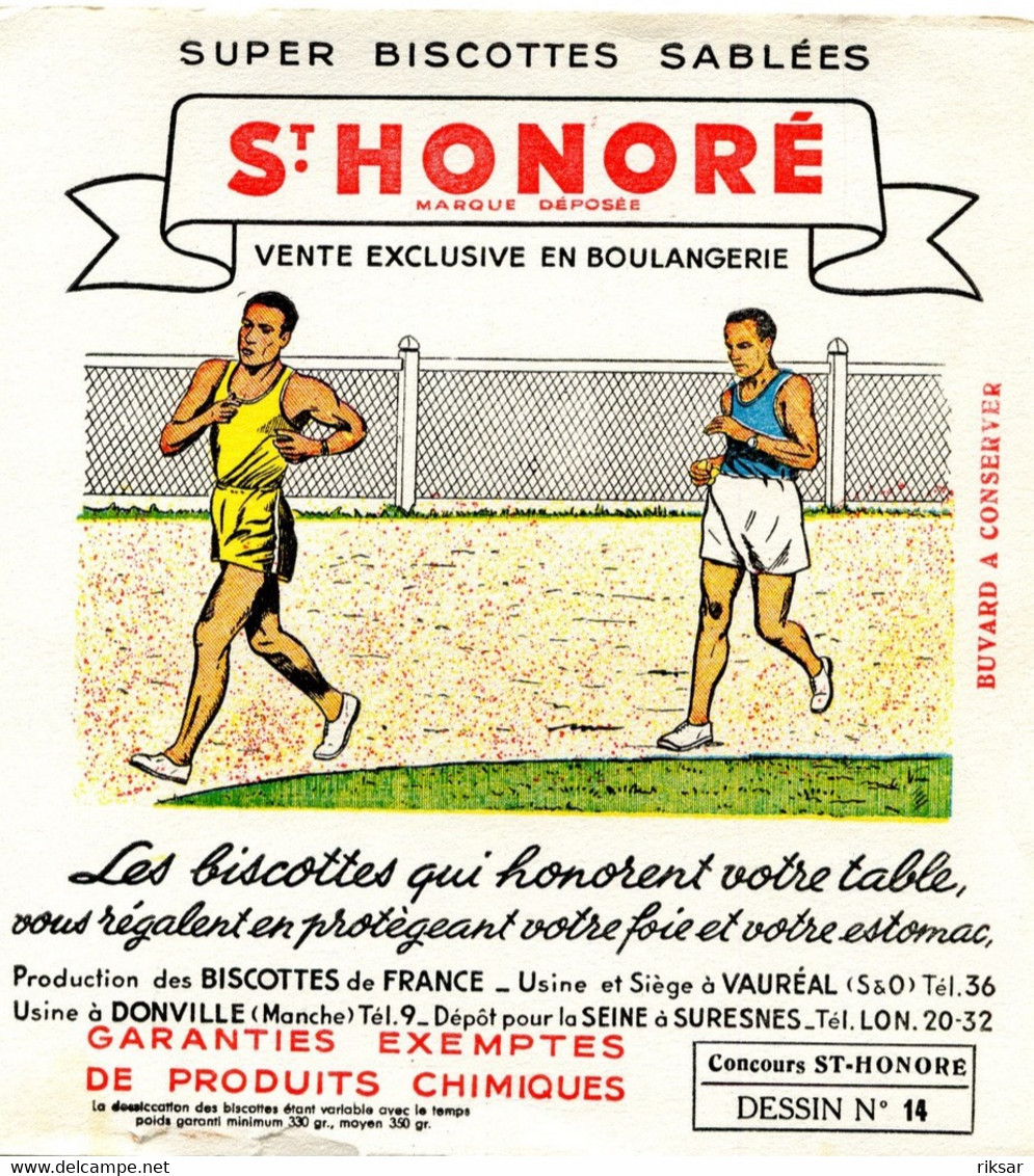 BUVARD(BISCOTTE SAINT HONORE) DONVILLE(ATHLETISME) - Biscottes