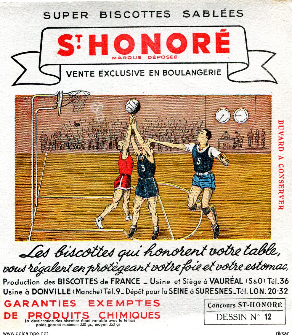 BUVARD(BISCOTTE SAINT HONORE) DONVILLE(BASKET BALL) - Biscottes