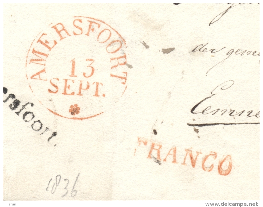 Nederland - 1836 - Complete Vouwbrief FRANCO Van Officier AMERSFOORT Naar Eemnes - ...-1852 Prephilately