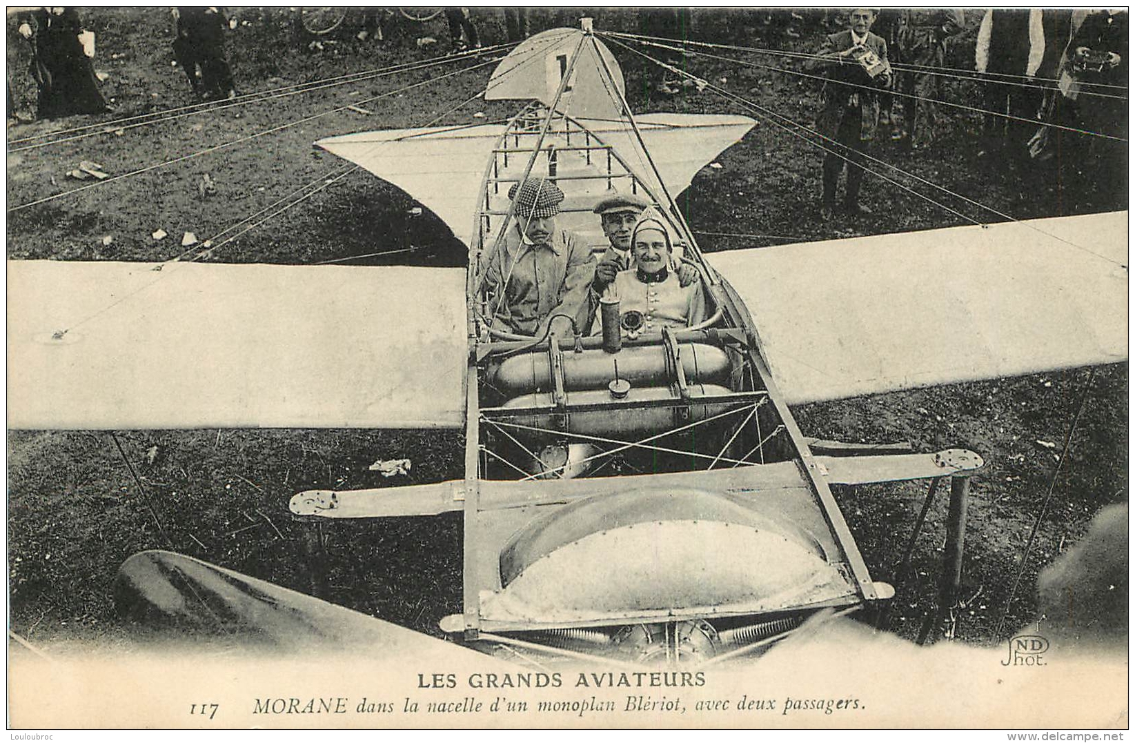 LES GRANDS AVIATEURS MORANE DANS LA NACELLE D'UN MONOPLAN BLERIOT AVEC  DEUX PASSAGERS - ....-1914: Précurseurs