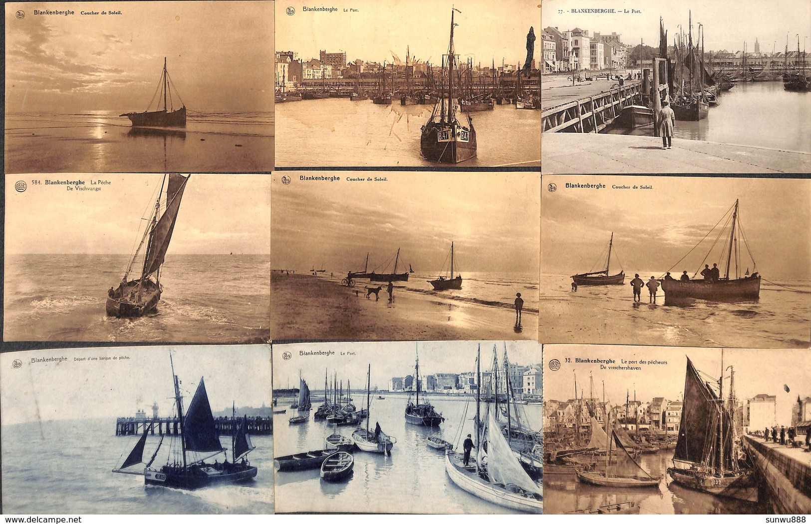 Blankenberge - Lot 12 Cartes (animation, Pêche,  Bateau, Port..) - Blankenberge