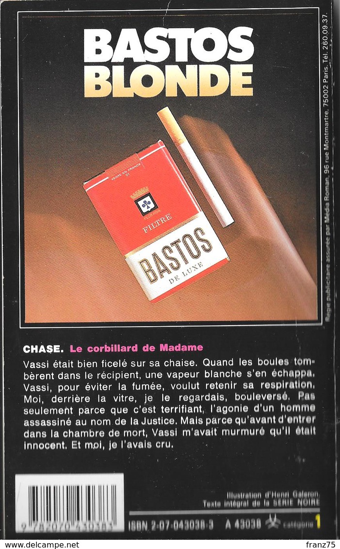 Le Corbillard De Madame--J.H.CHASE-1984-Carré Noir N°38--TBE - NRF Gallimard