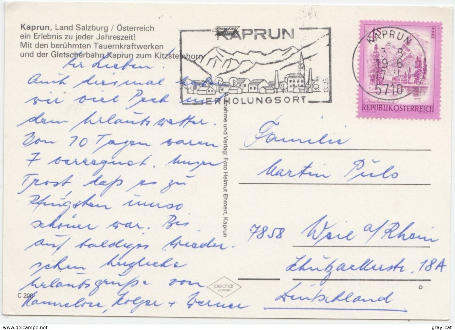 Kaprun, Land Salzburg, Austria, Used Postcard [21853] - Kaprun