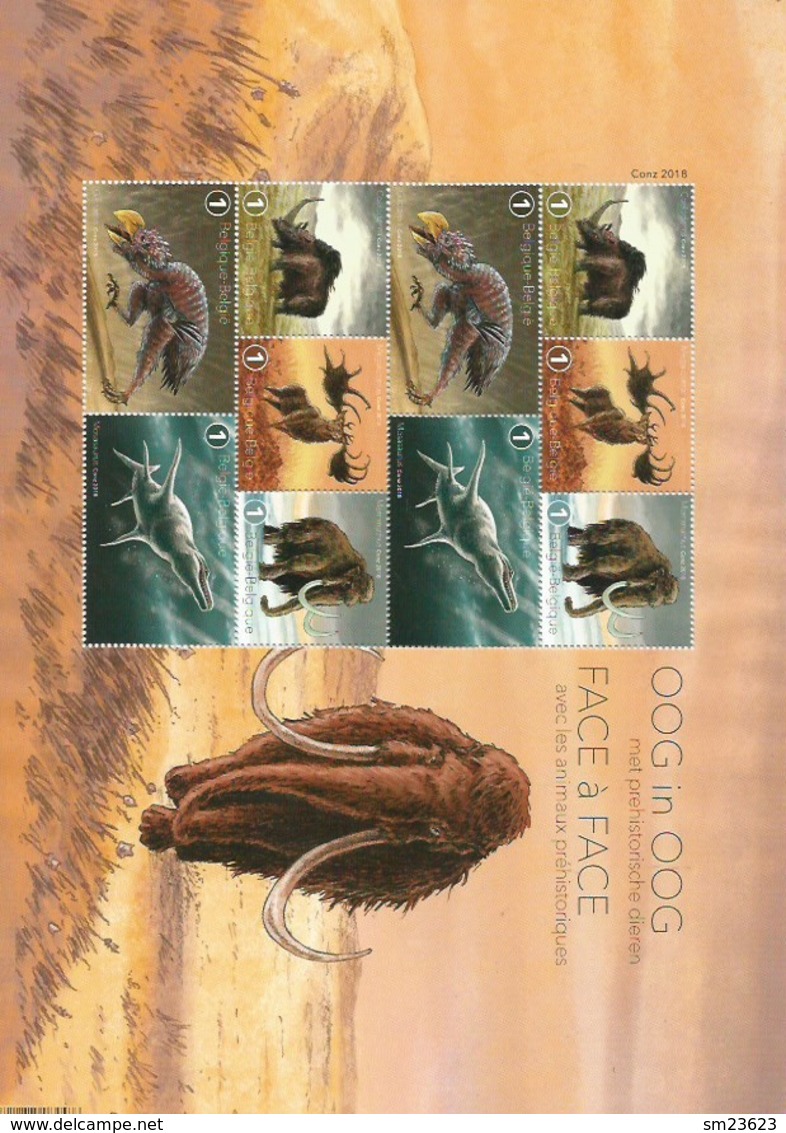 Belgien 2018  Mi.Nr. Block 226 (4851 / 4855) , Prähistorische Tiere - Postfrisch / MNH / (**) - Ungebraucht