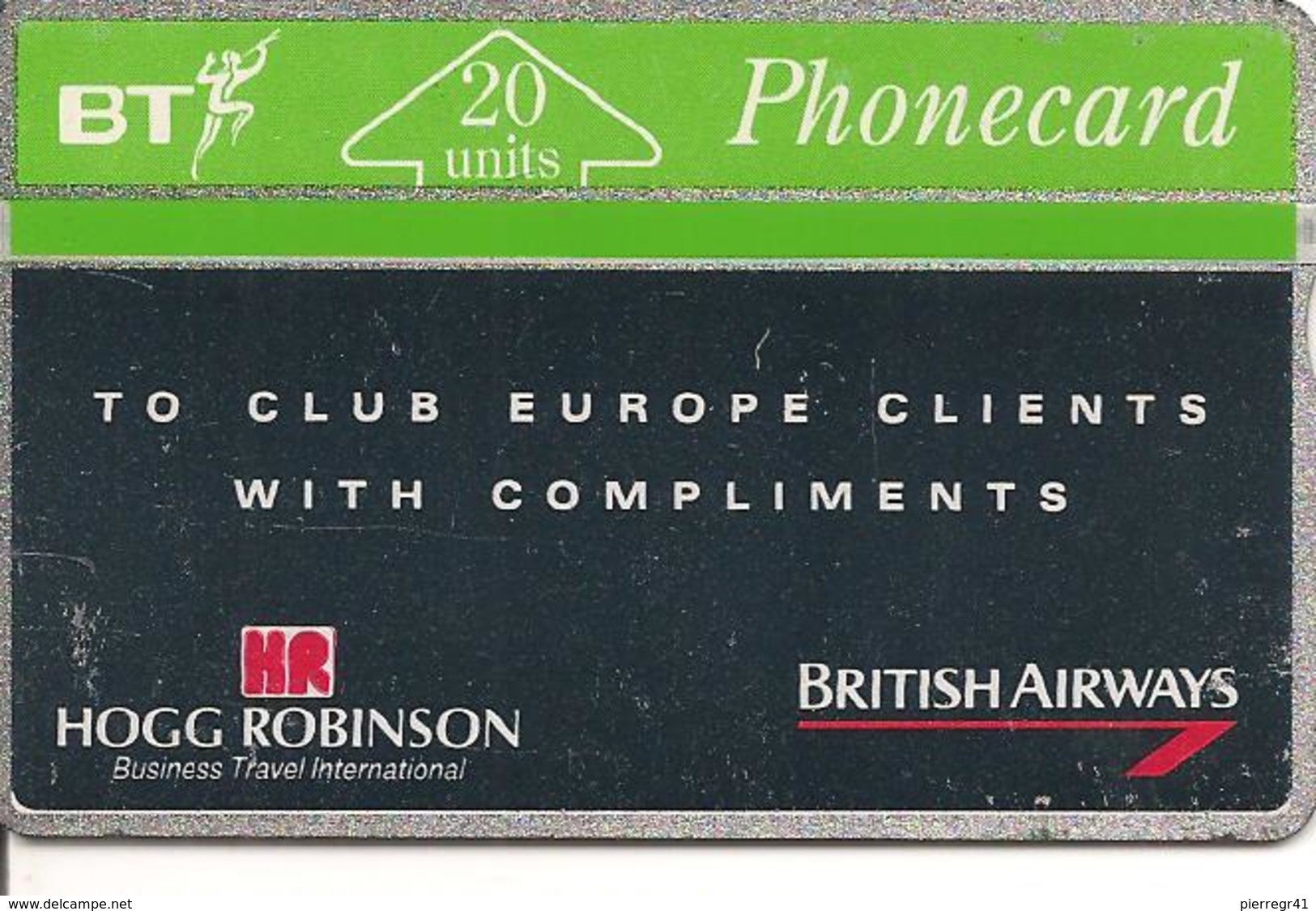 CARTE-GB-HOLOGRAPHIQUE-PUBLICITAIRE-20U-CLUB BRITISH AIRWAYS- V° N° Env 128 K02490-BE - BT Emissions Publicitaires