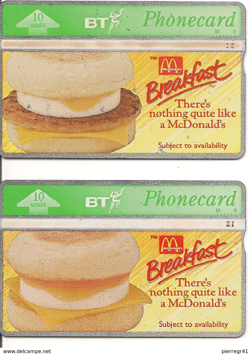 2 CARTES-GB-HOLOGRAPHIQUE-PUBLICITAIRE-10U-MAC DONALD-BREAFAST-BE - BT Werbezwecke