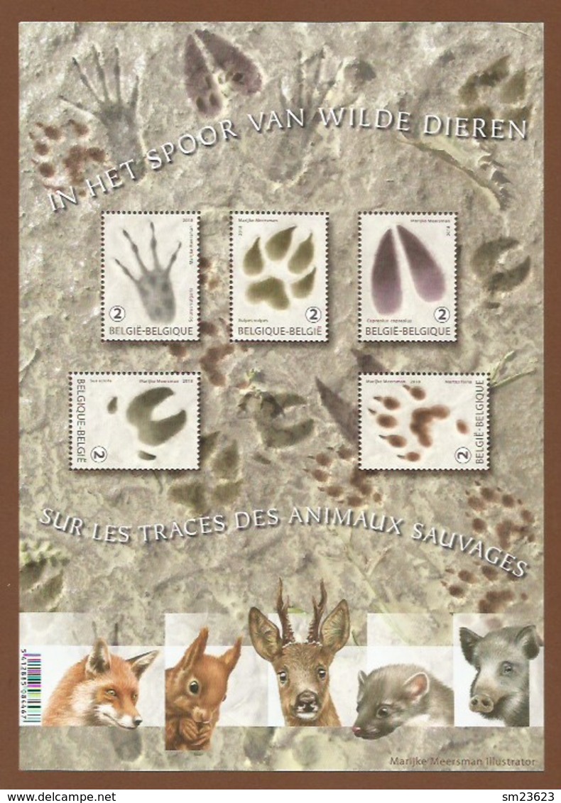 Belgien 2018  Mi.Nr. Block 222 (4808 / 4810) , Spuren Der Tiere - Postfrisch / MNH / (**) - Unused Stamps