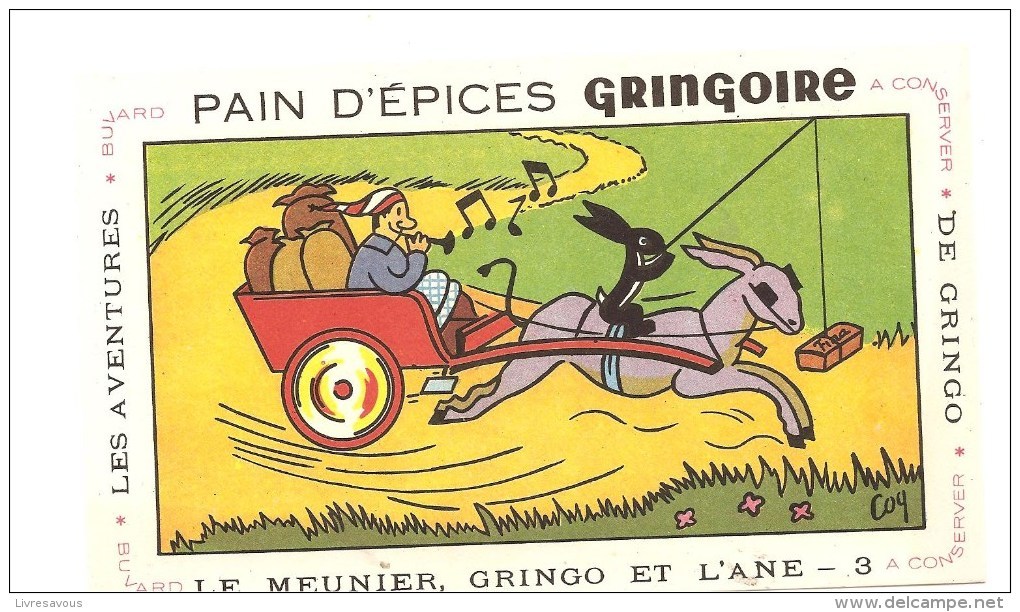 Buvard GRINGOIRE Pain D'Epices GRINGOIRE Le Meunier, Gringo Et L'âne Buvard N°3  Illustré Par COQ - Pain D'épices