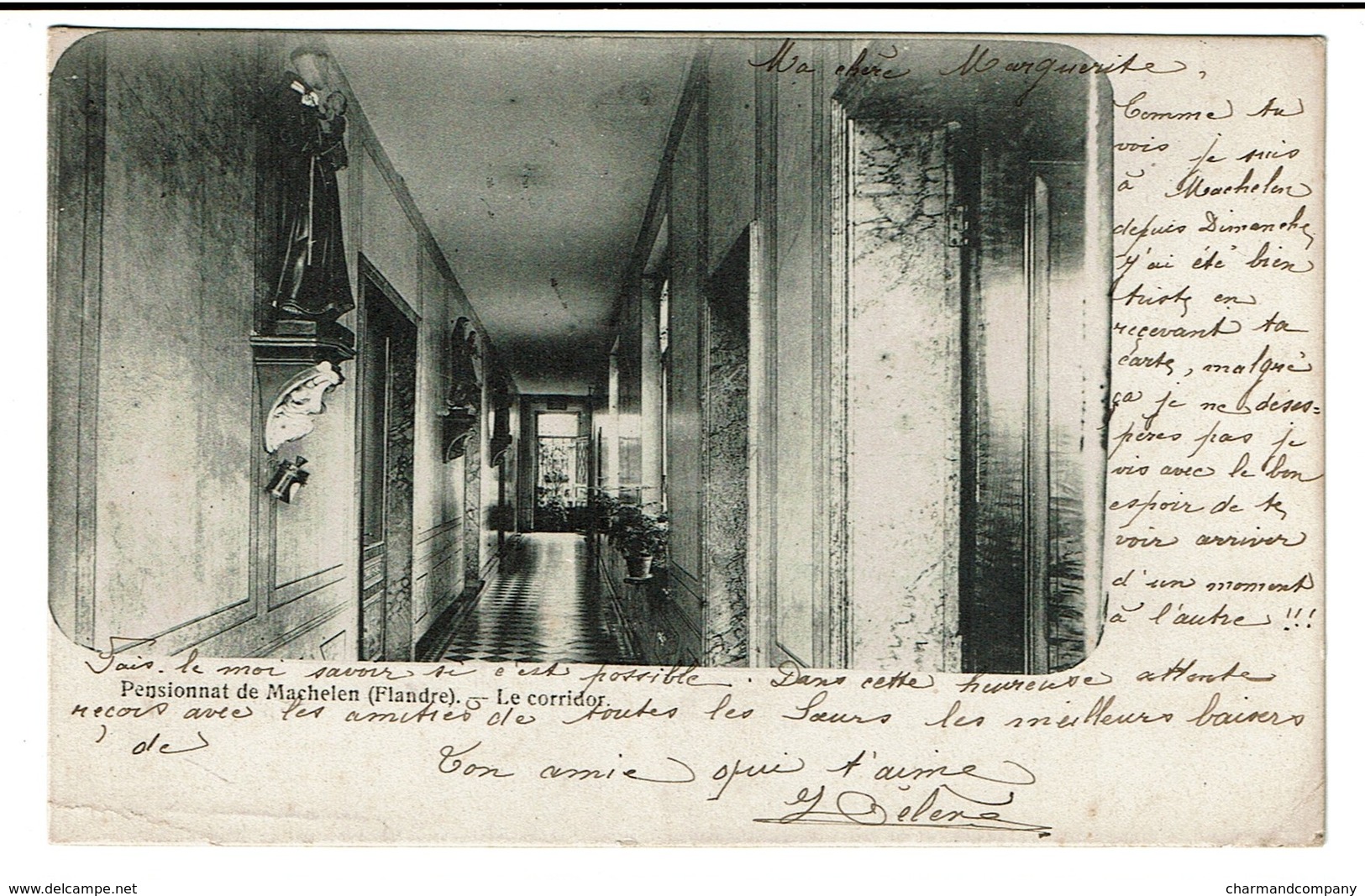Pensionnat De Machelen (Flandre) - Le Corridor - 1905  - 2 Scans - Machelen