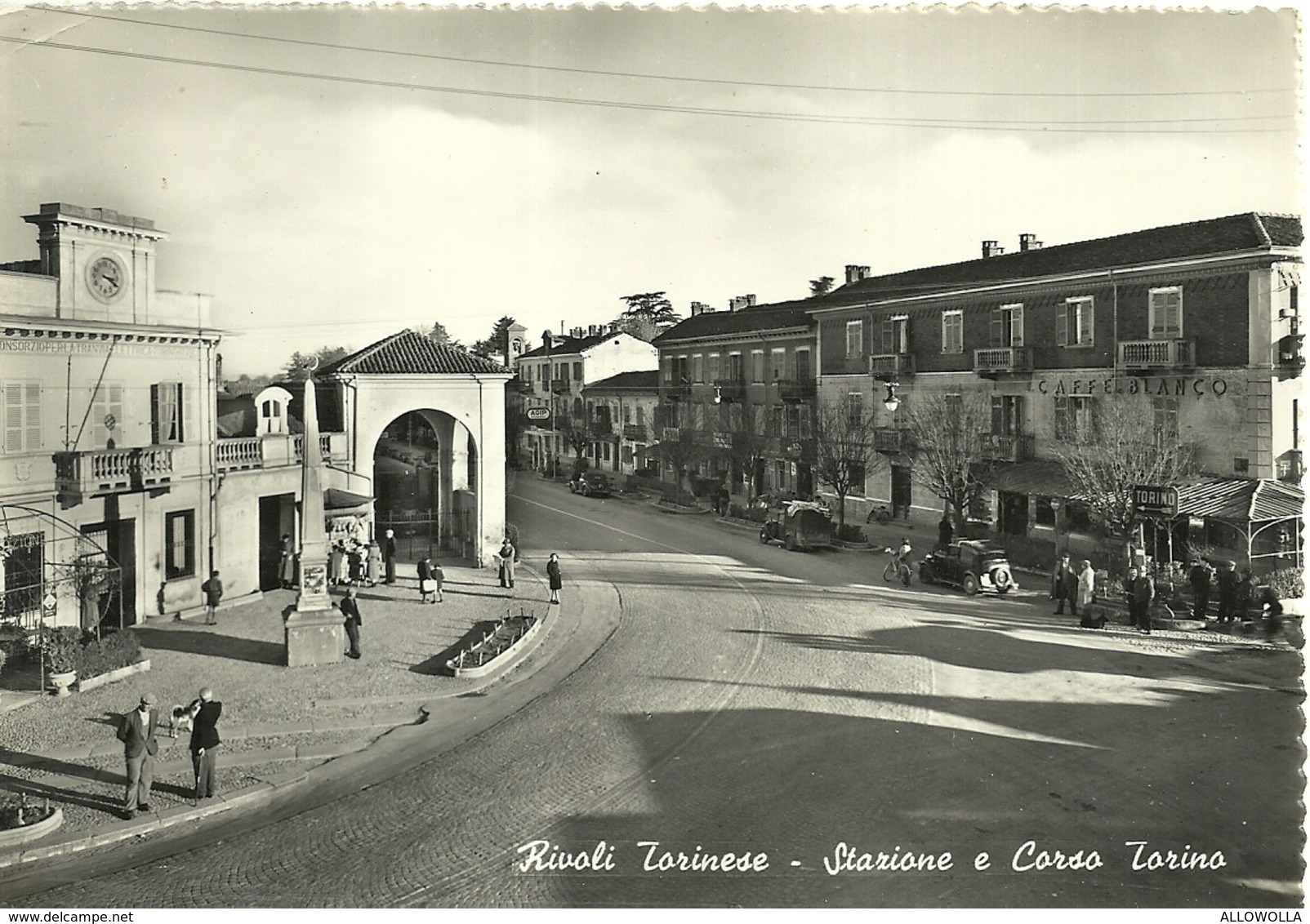 1048 "RIVOLI TORINESE - STAZIONE E CORSO TORINO " CARTOLINA ORIG. NON SPED. - Rivoli