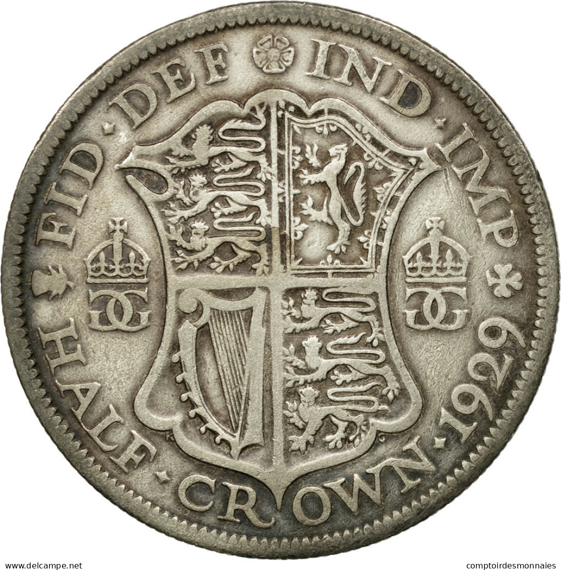 Monnaie, Grande-Bretagne, George V, 1/2 Crown, 1929, TB+, Argent, KM:835 - K. 1/2 Crown