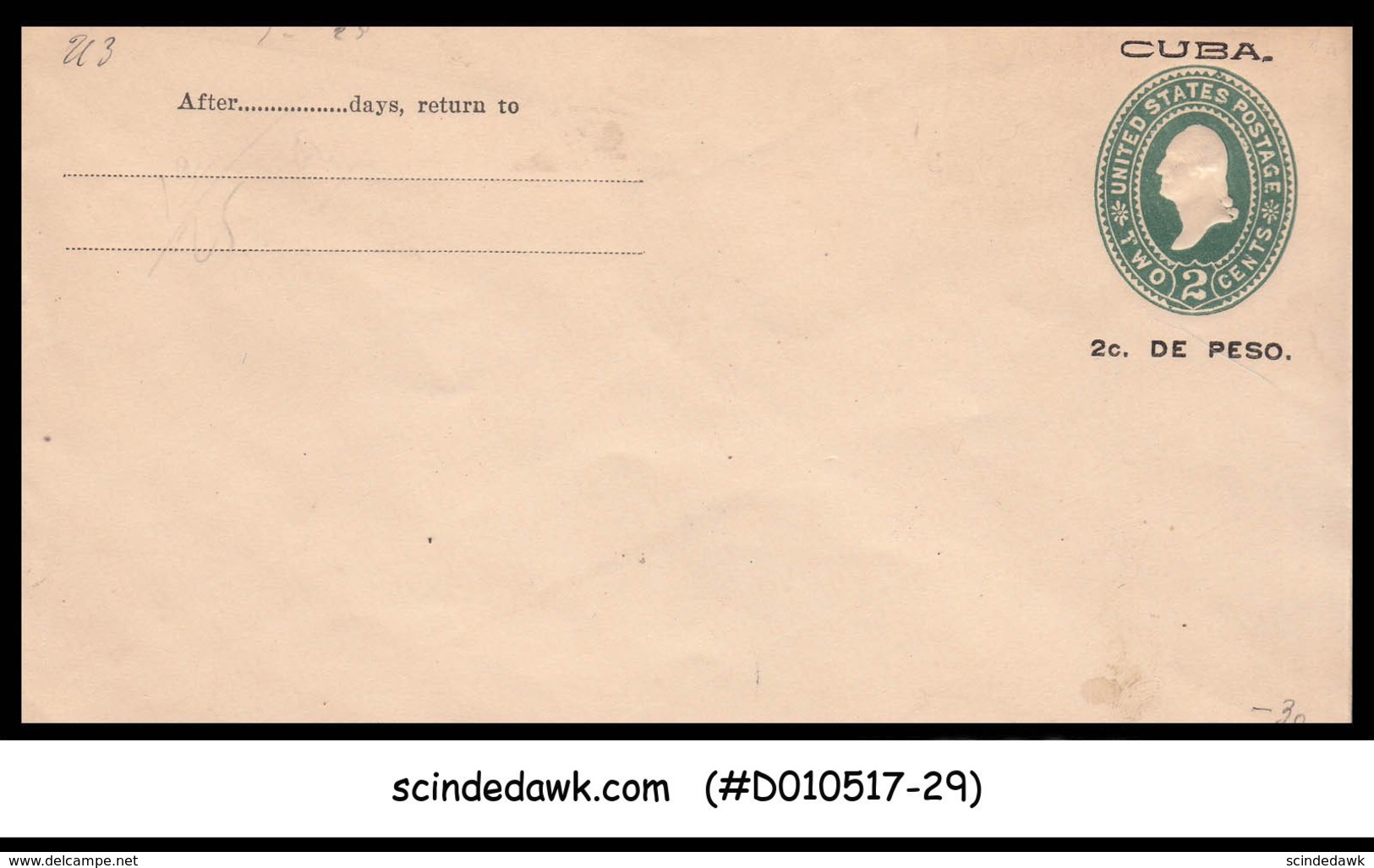 CUBA - 2c UNITED STATES ENVELOPE - OVERPRINTED - MINT - Brieven En Documenten