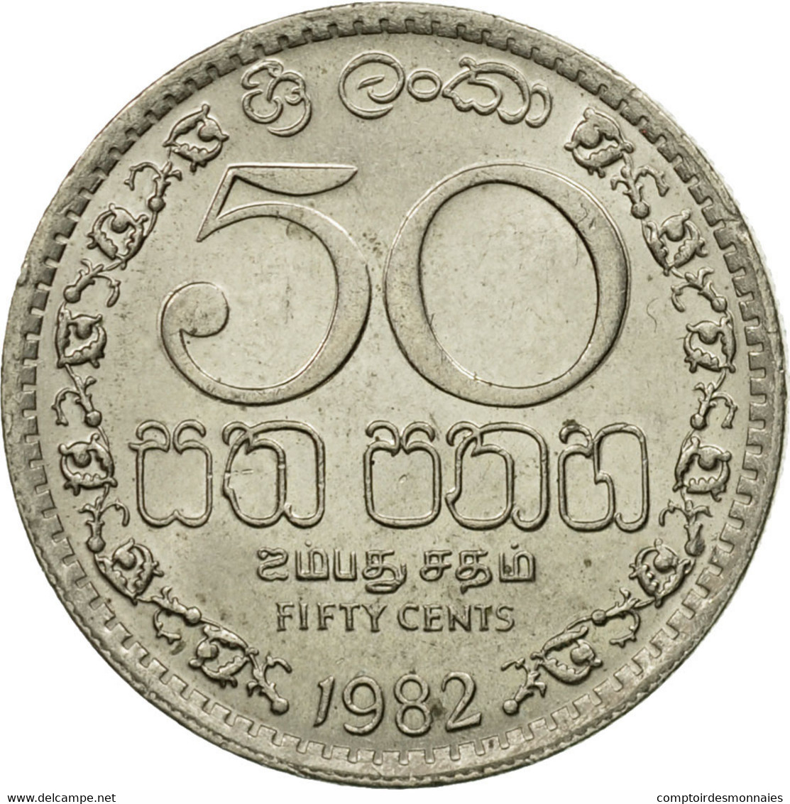 Monnaie, Sri Lanka, 50 Cents, 1982, TTB, Copper-nickel, KM:135.2 - Sri Lanka (Ceylon)